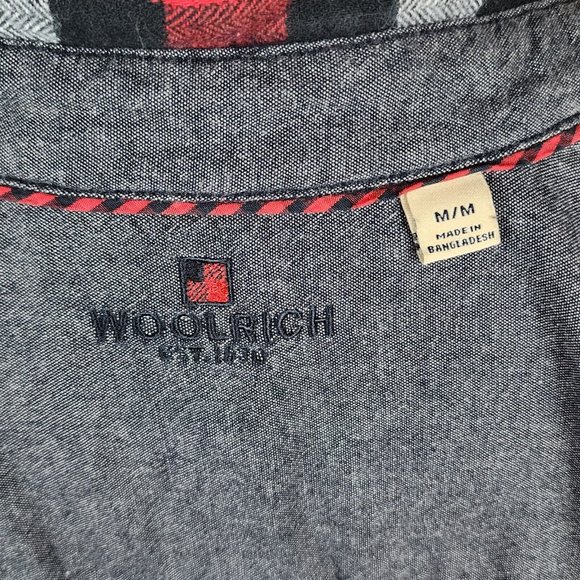 Woolrich Red Black White Flannel Double Pocket Shirt Size M - Picture 5 of 6